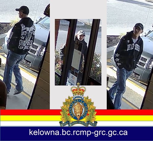Kelowna RCMP release photo of suspect who allegedly robbed M&M Food Market with a knife - image