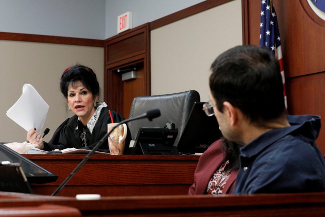 Circuit Court Judge Rosemarie Aquilina addresses Larry Nassar during his sentencing hearing in Lansing, Michigan, U.S., Jan. 18, 2018.