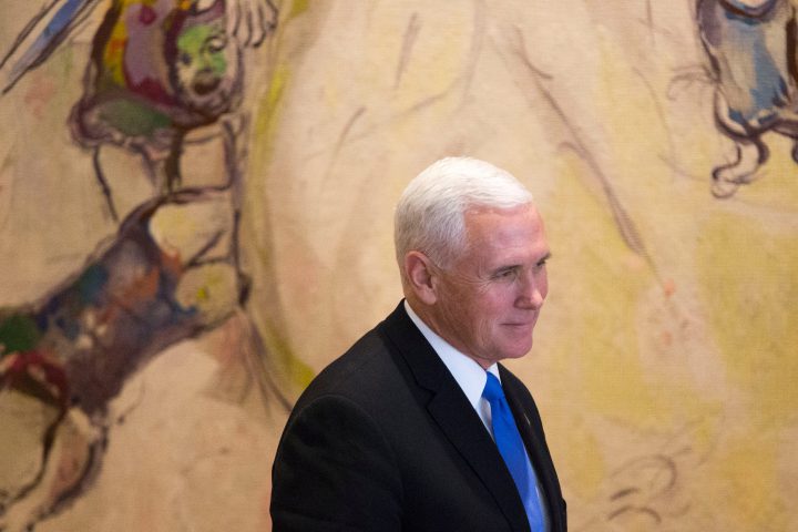 U.S. Vice President Mike Pence seen during a visit to the Knesset, Israeli Parliament, in Jerusalem Jan. 22, 2018. 