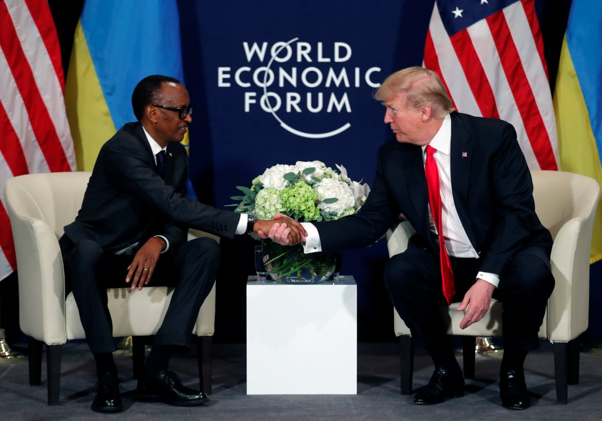 U.S. President Donald Trump meets President Paul Kagame of Rwanda during the World Economic Forum (WEF) annual meeting in Davos, Switzerland January 26.