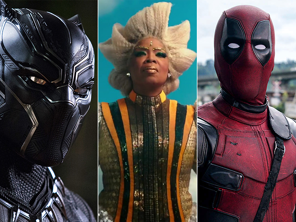 From L-R: 'Black Panther,' 'A Wrinkle in Time,' and 'Deadpool 2.'.
