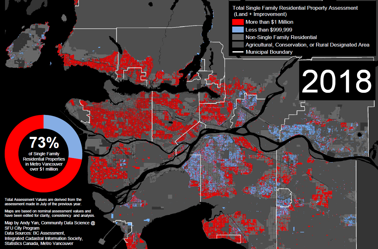 In This 18 Map Metro Vancouver Turns Red With Single Family Homes Worth 1m Or More Globalnews Ca