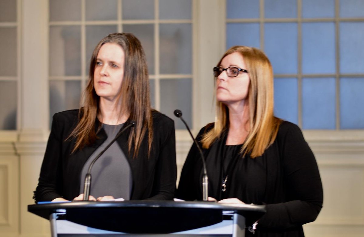 Tara Miller, PC Party president, and Karla MacFarlane, interim leader of the PC party  speak at a presentation on Jan. 24, 2018.