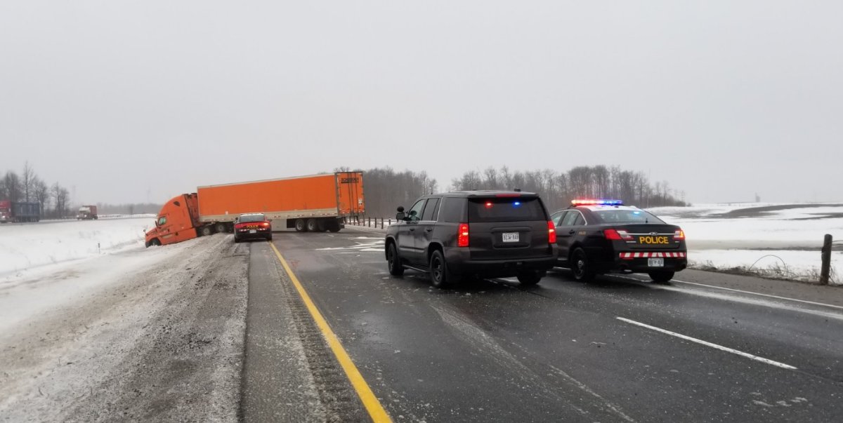 Hwy 402 reopens after an early morning collision Friday. (Jan. 12, 2018) .