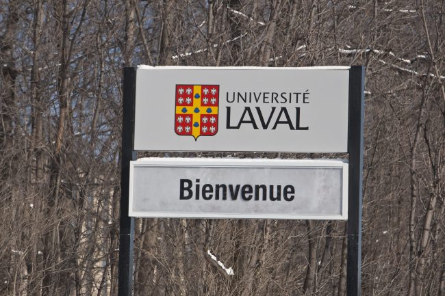 A Universite Laval sign welcomes visitors to the campus in Quebec City Feb. 24, 2009. 



