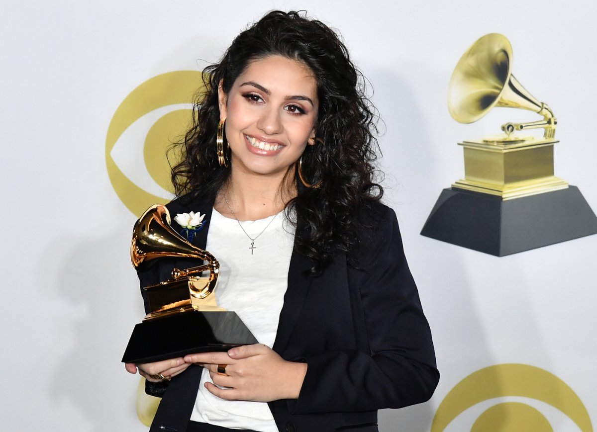 Alessia Cara, winner of the Best New Artist award, poses in the press room during the 60th Annual Grammy Awards at Madison Square Garden on January 28, 2018 in New York City.