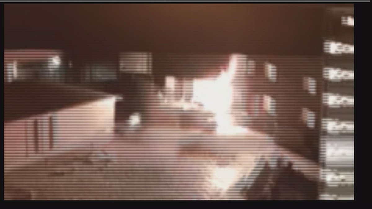 Security camera footage shows the start of a fire at a condo on the 1300 block of Halifax Street. 