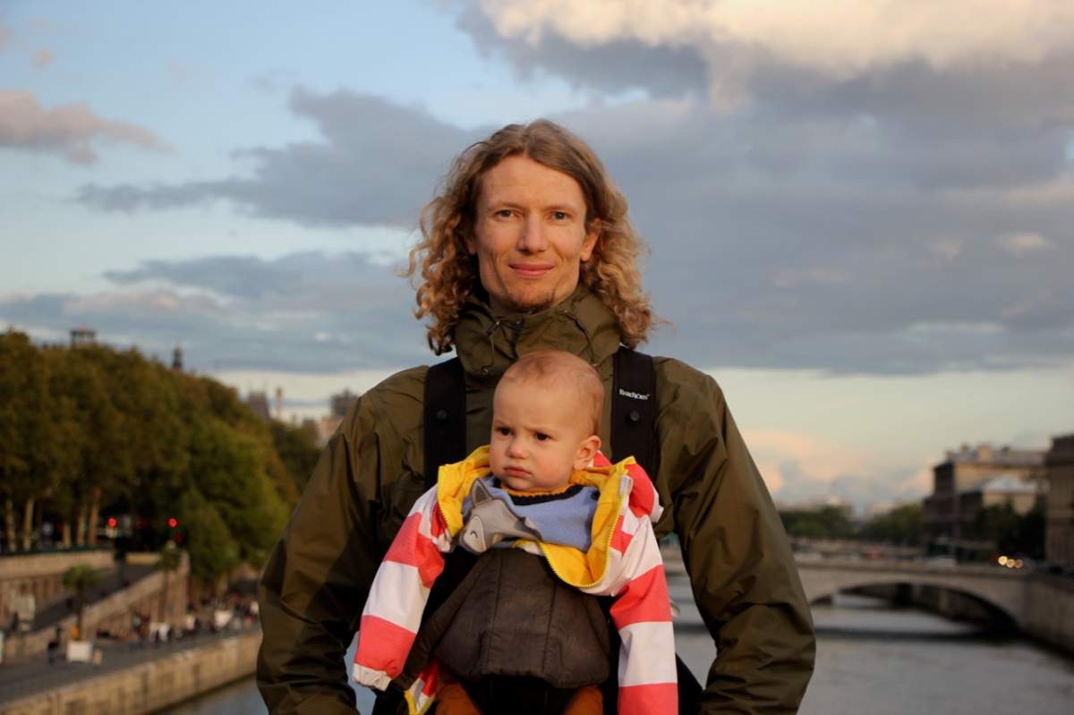 Asher Fergusson and his son Kingsley in Paris, where he says his family experienced two Airbnb horror stories in a week in September 2017.