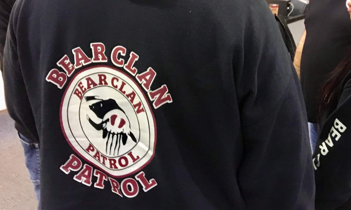 Members of the Bear Clan Patrol at City Hall.