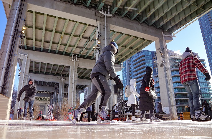 The Bentway Skating Trail opened Saturday in downtown Toronto