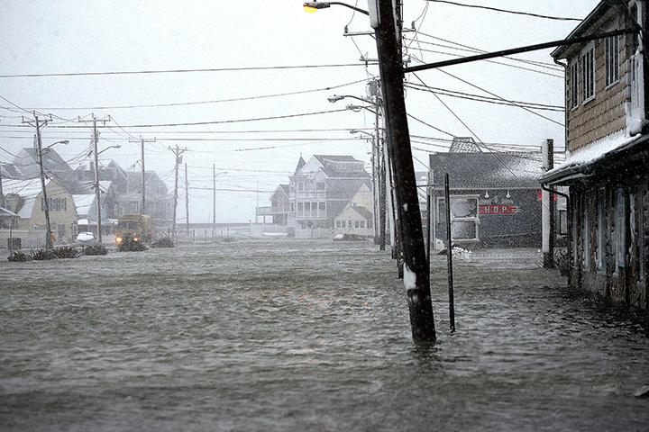Streets in Marshfield, Mass., were flooded by the astronomically high tides during a winter storm on Jan. 4, 2018.