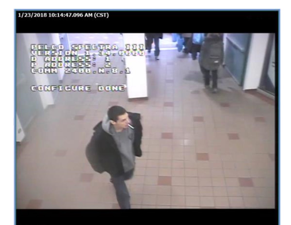 Surveillance video shows the suspect before the attack took place.