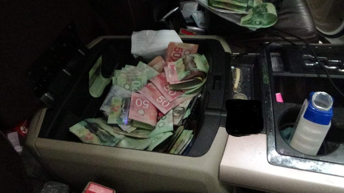 Up to $10,000 in Canadian currency was found in the pickup truck.