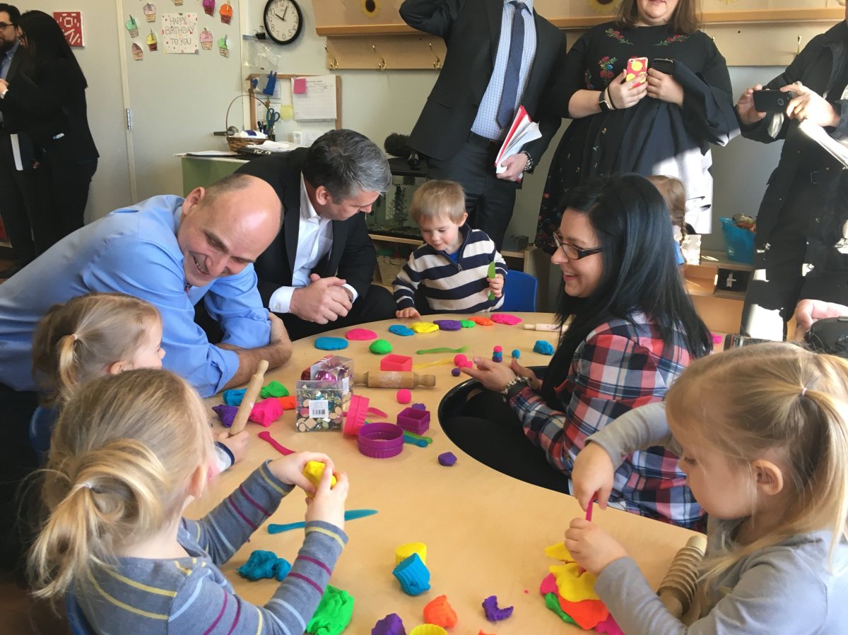 The funding announcement was made at a Halifax-area day care on Wednesday. Minister of Families, Children and Social Development Jean-Yves Duclos and Premier Stephen McNeil were on hand.