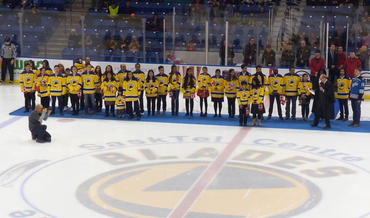 A citizenship ceremony took place at SaskTel Centre just before the Saskatoon Blades game.