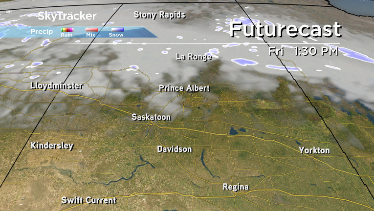 Clouds roll back into central Saskatchewan during the day on Friday.