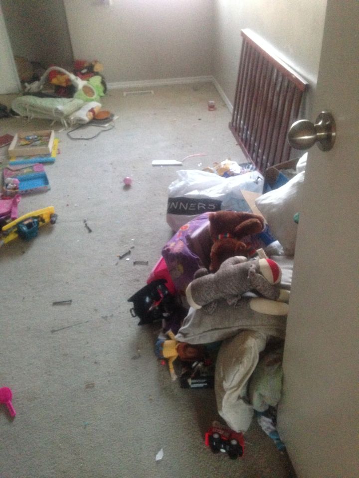 Feces, cigarette butts and drug paraphernalia were found all over the townhouse.