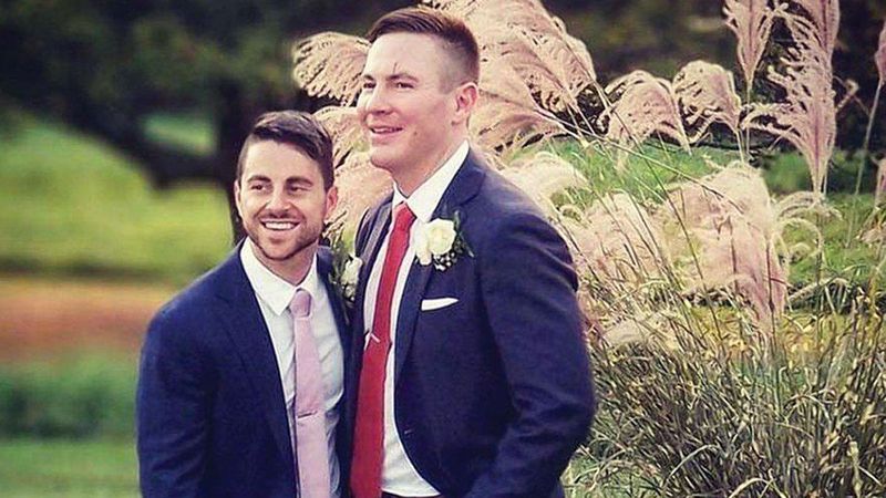 Andrew Borg and Stephen Heasley on their wedding day.