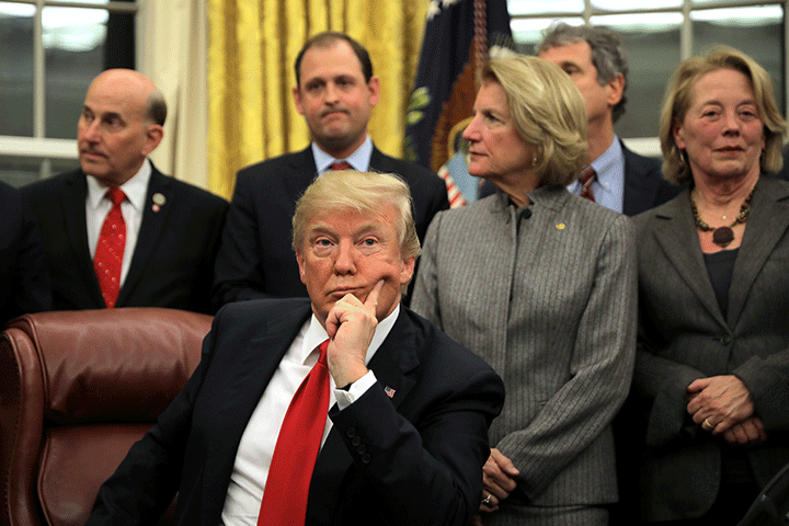 U.S. President Donald Trump attends a signing ceremony in the Oval Office of the White House in Washington D.C., January 10, 2018.  