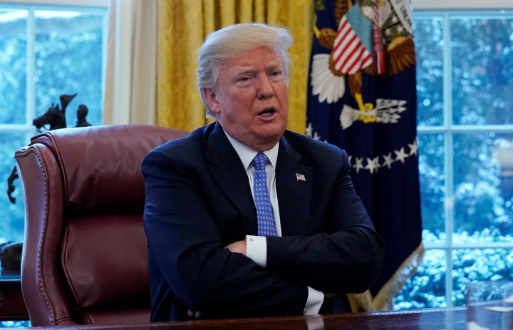U.S. President Donald Trump speaks during an interview at the White House in Washington, January 17, 2018. 