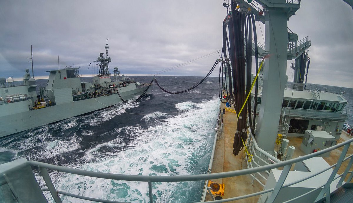 MS Asterix transfers fuel for the first time to HMCS Toronto on Jan. 18, 2017.
