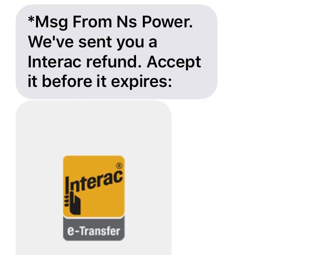 Nova Scotia Power is issuing a warning about text messages like this one, saying they do not come from the company and are fraudulent.