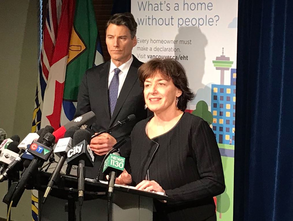 Vancouver Mayor Gregor Robertson and Patrice Impey urge Vancouver homeowners to submit their empty home tax declarations. 