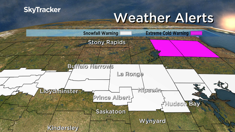 Environment Canada has issued a snowfall warning for parts of Saskatchewan on Tuesday, January 9, 2018.