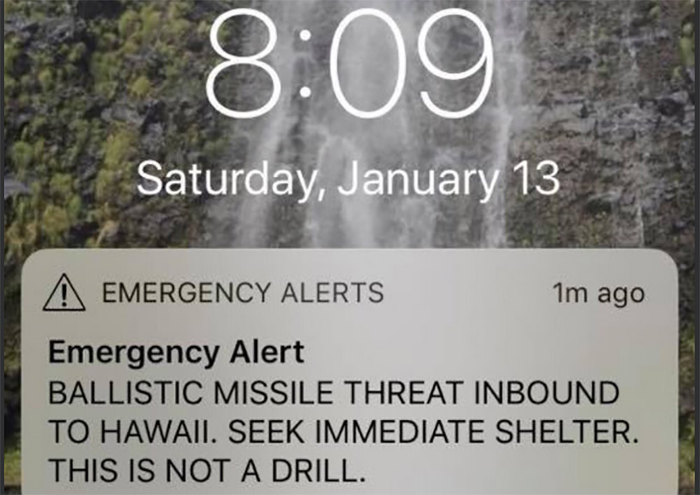 The faulty alert Hawaiins received Saturday morning.