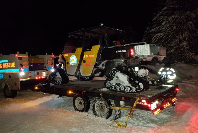 Medical emergency claims the life of an Okanagan man during snowmobile outing. 