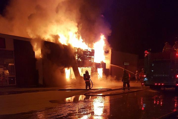 A fire Monday evening in Hudson Bay has destroyed three businesses in the Saskatchewan community.