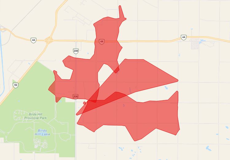 Here's a look at the outage area west of Birds Hill Park.