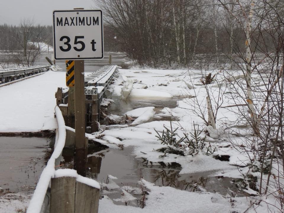 Ice jams up along the bottom of the Clark Bridge in Cherryvale N.B.