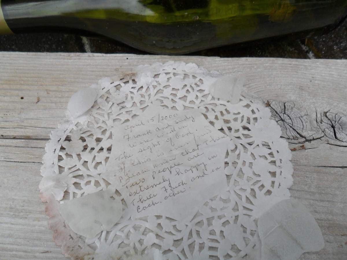 A Nova Scotia woman is hoping to find the couple who wrote a wedding day message and placed it in a bottle nearly 18 years ago.