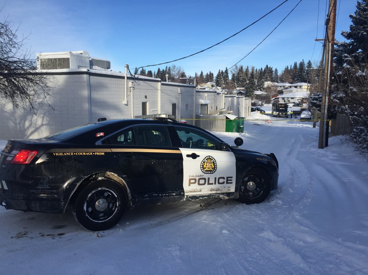 Calgary police respond to a carjacking in the 700 block of Northmount Drive N.W. on Jan. 1, 2018.