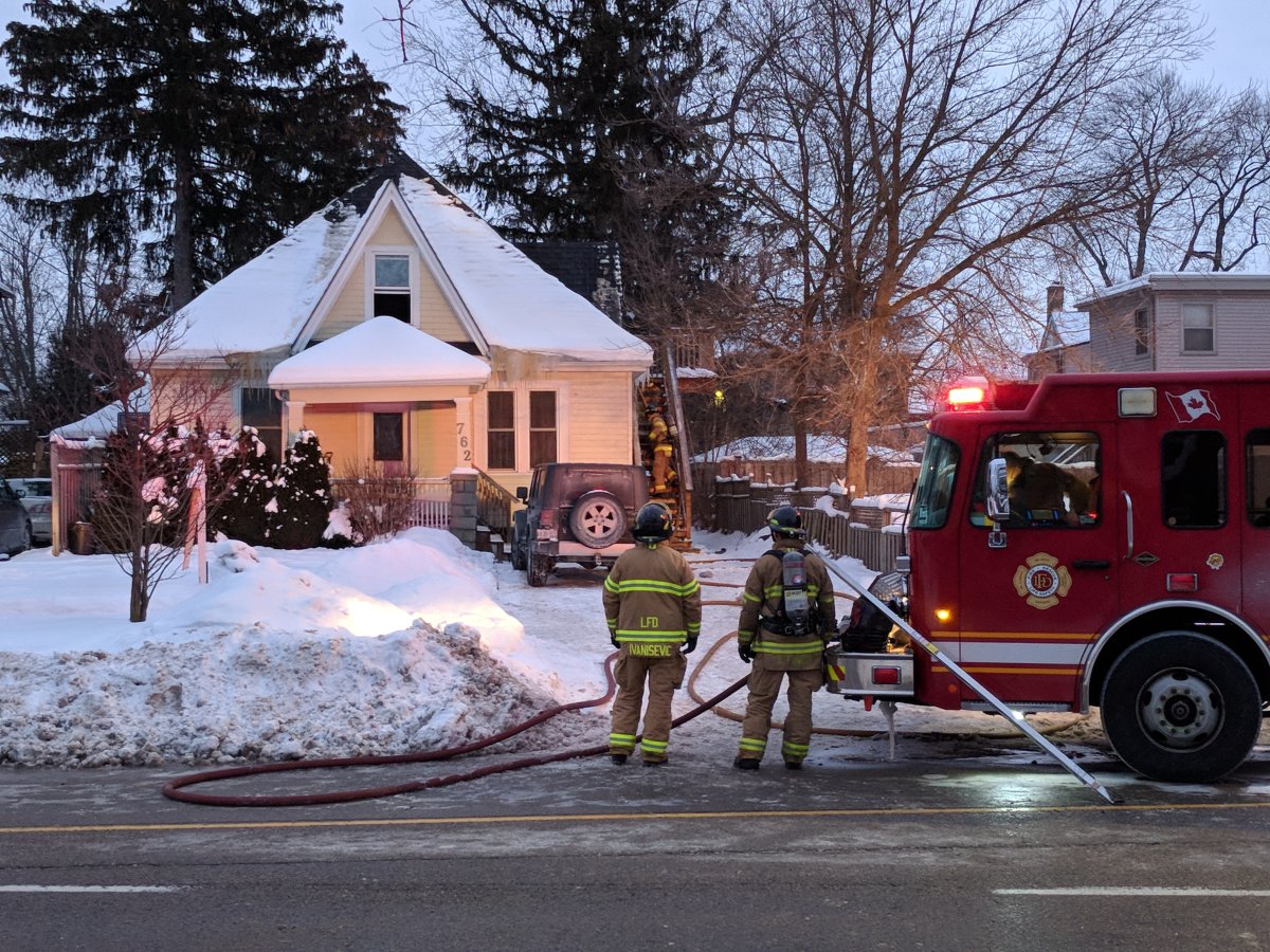 London fire crews survey the damage following an early morning fire at 762 Colborne Street on Jan. 3, 2018.