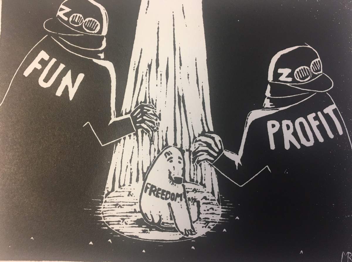 Churchill artist Mark Reynolds conveys his displeasure with polar bears being taken from the northern community.