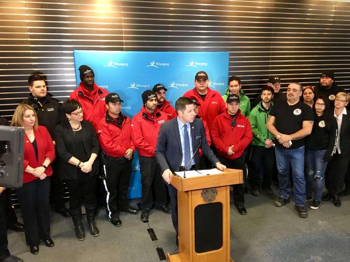 Mayor Brian Bowman announced news funds to bolster safety initiatives in Downtown Winnipeg Tuesday. 