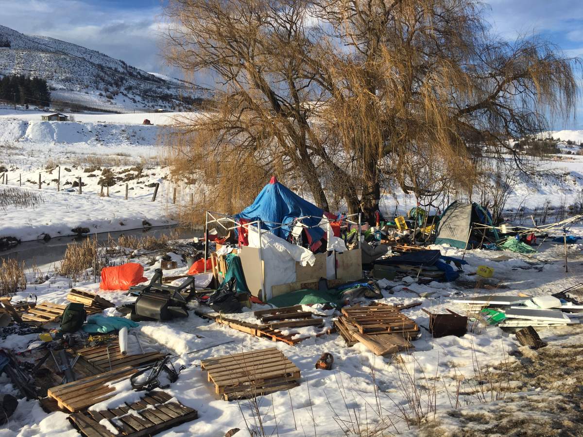 Trespassing homeless people given the boot from their camp in Vernon.  