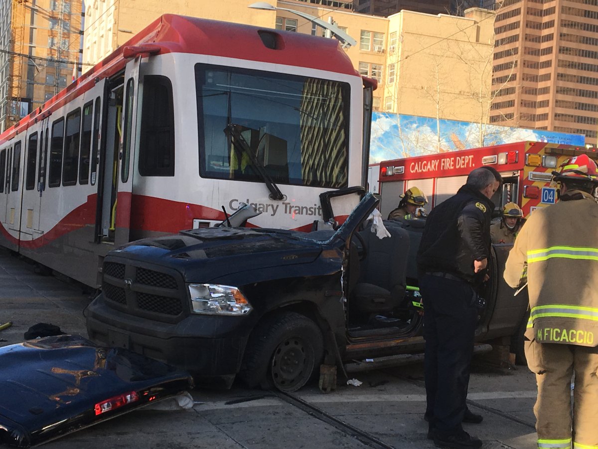 A woman was sent to hospital after a collision involving a C-Train.
