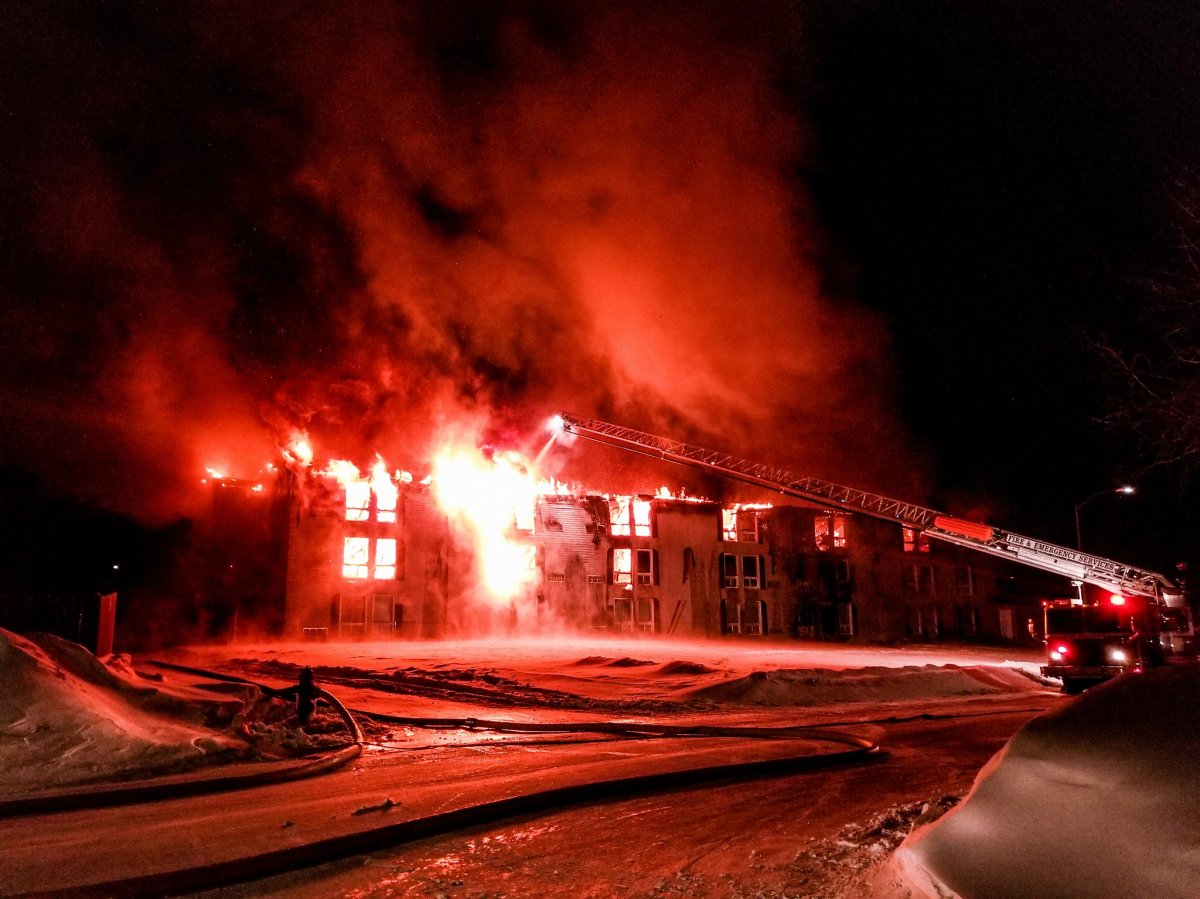 Thompson Fire and Emergency Services say the flames started just before 4 p.m. Monday at the Interior Inn and spread throughout the building over several hours.


