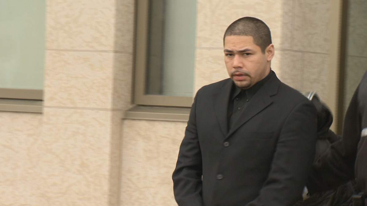 Michael Bellegarde, 24, exits court Wednesday. The Crown is expected to call its case Monday.