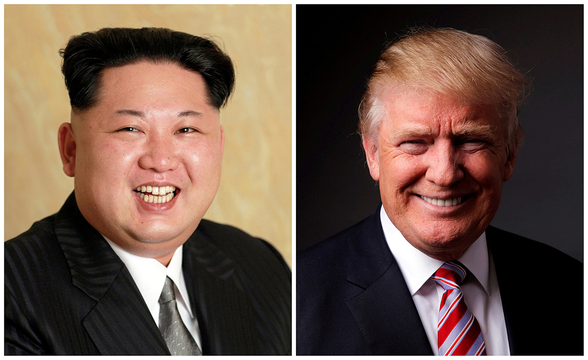 A combination photo shows a Korean Central News Agency (KCNA) handout of Kim Jong Un released on May 10, 2016, and Donald Trump posing for a photo in New York City, U.S., May 17, 2016. 
