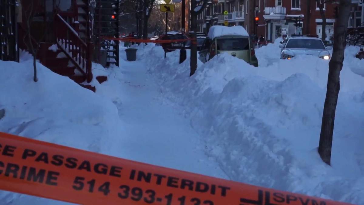 Montreal police investigate the crime scene on Jan. 15, 2018. 