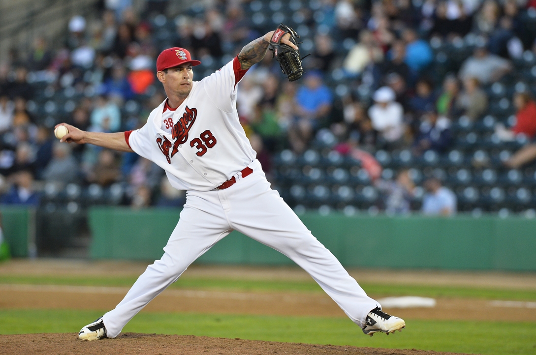 Reliever Cameron McVey pitches for the Winnipeg Goldeyes in 2016.