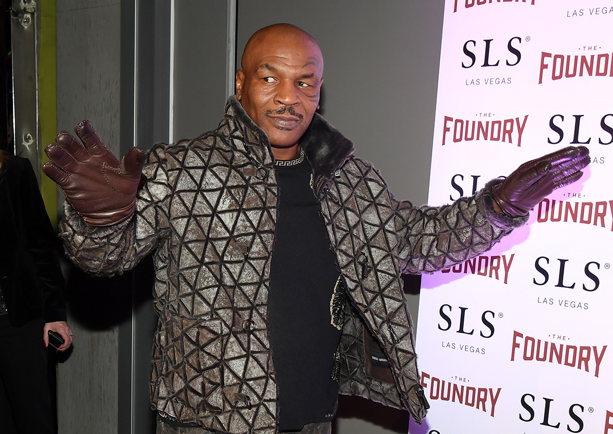 Former boxer Mike Tyson arrives at the kickoff of Dana Carvey and Jon Lovitz's 20-show residency "Reunited" at The Foundry at SLS Las Vegas on January 6, 2017 in Las Vegas, Nevada.