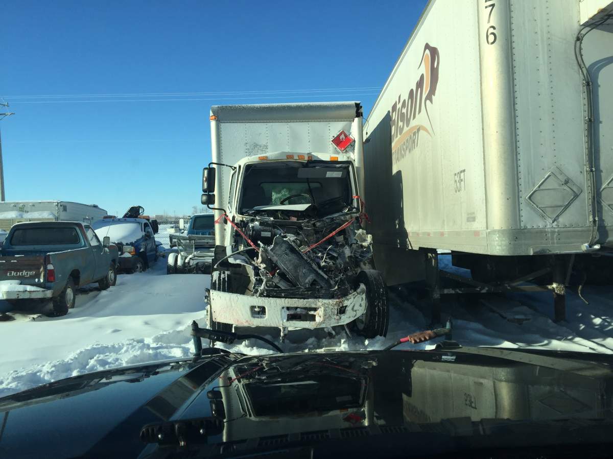The remains of Mike Kelly’s truck