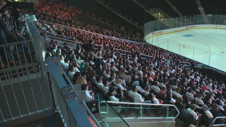 The Edmonton Oilers were joined by about 2,400 kids at Rogers Place to launch the 2018 edition of the Hockey Helps Kids Charity Cup Challenge.