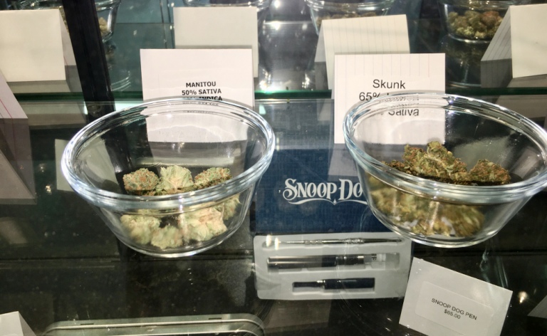 Marijuana on public display at the Herbal Green Apothecary dispensary in Okanagan Falls