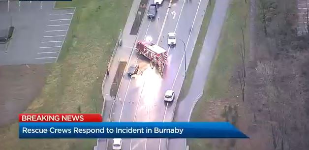 Many emergency vehicles on scene in Burnaby Wednesday morning.